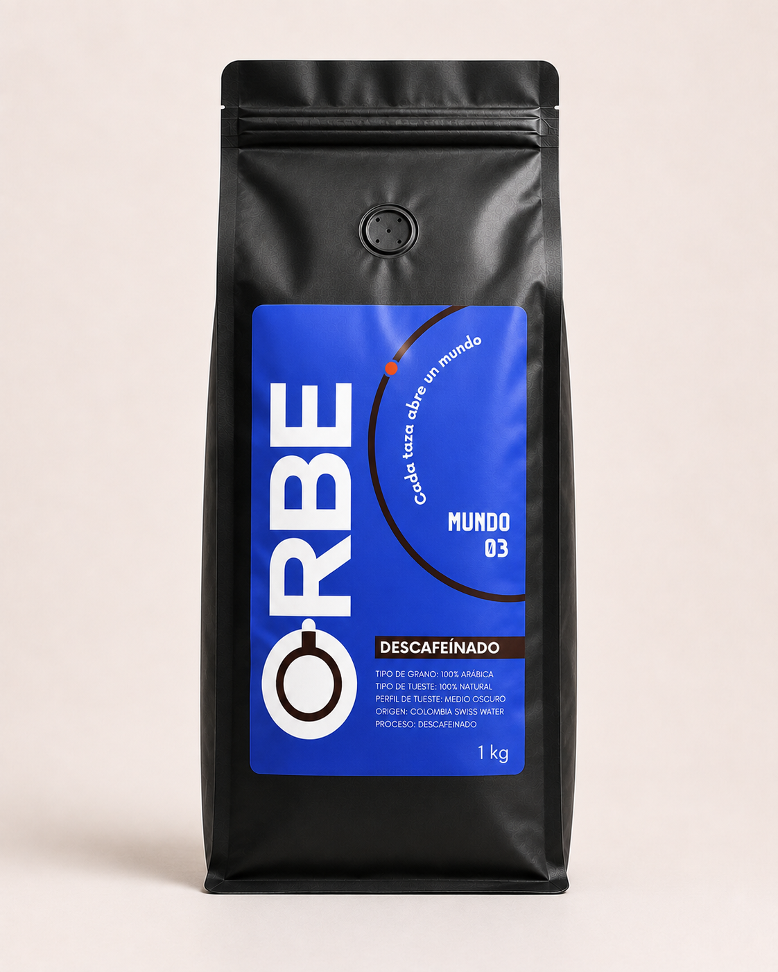 Mundo 03 Descafeinado de ORBE, bolsa de café de 1 kg