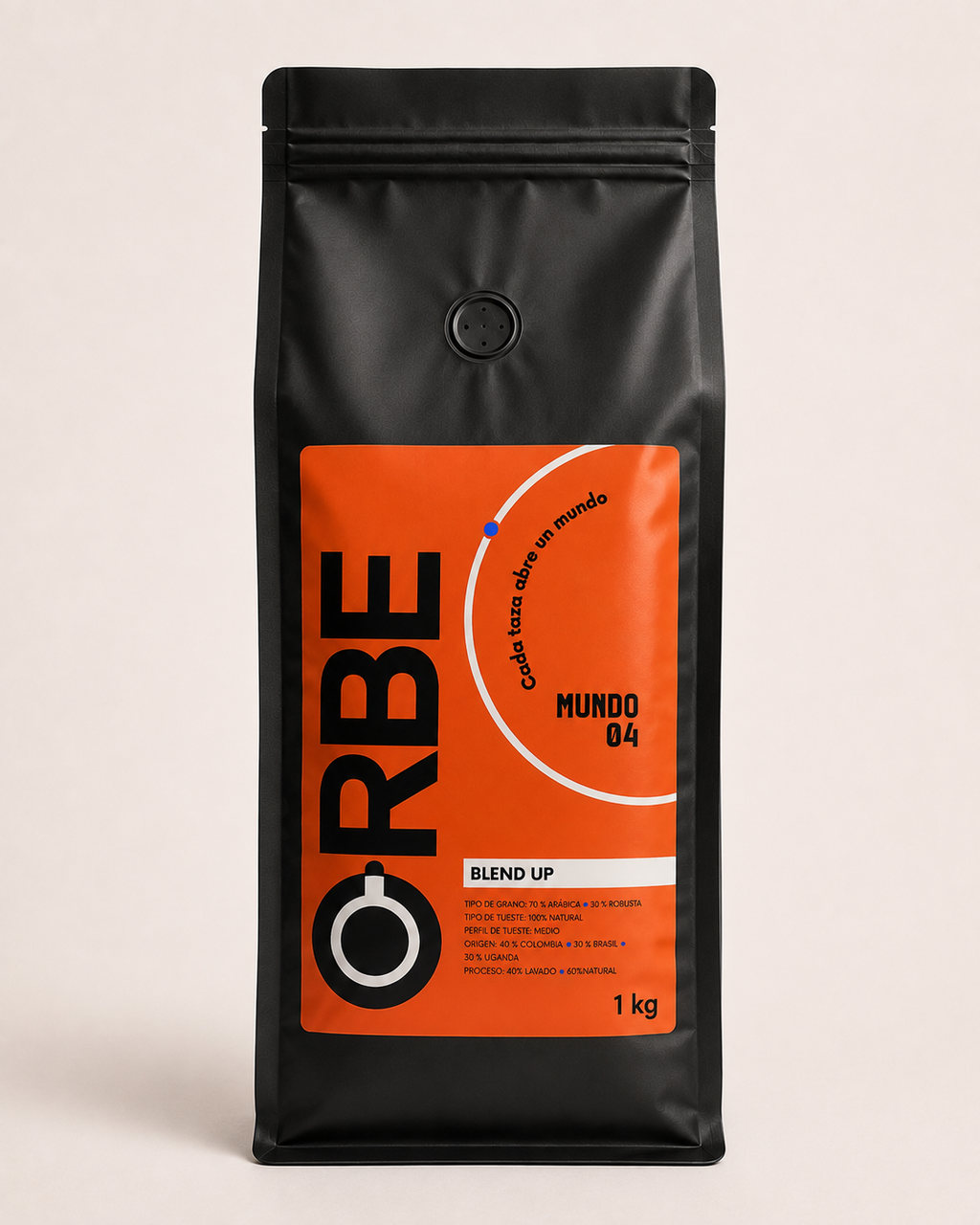 Mundo 04 Blend Up de ORBE, bolsa de café de 1 kg
